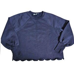 Frame Navy Scallop Crew Neck Sweatshirt Size M